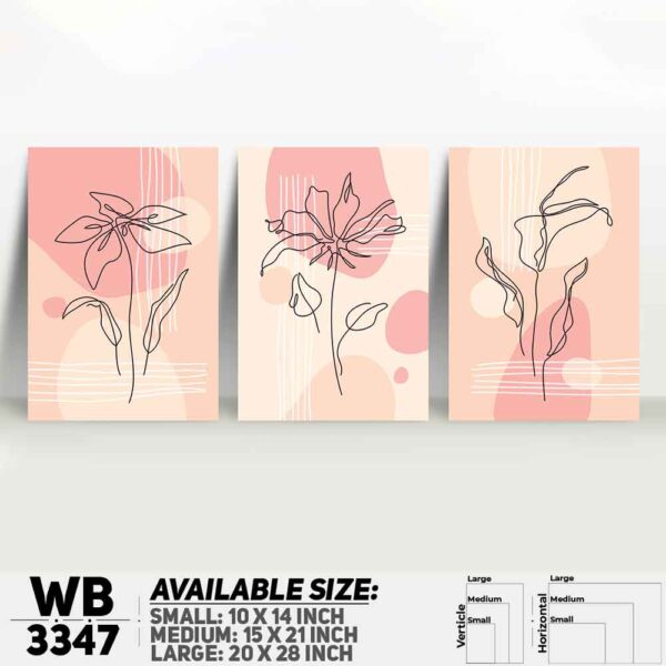 DDecorator Flower And Leaf ArtWork (Set of 3) Wall Decoration And Home Decoration PVC Wall Board And Wall Canvas - WB3347
