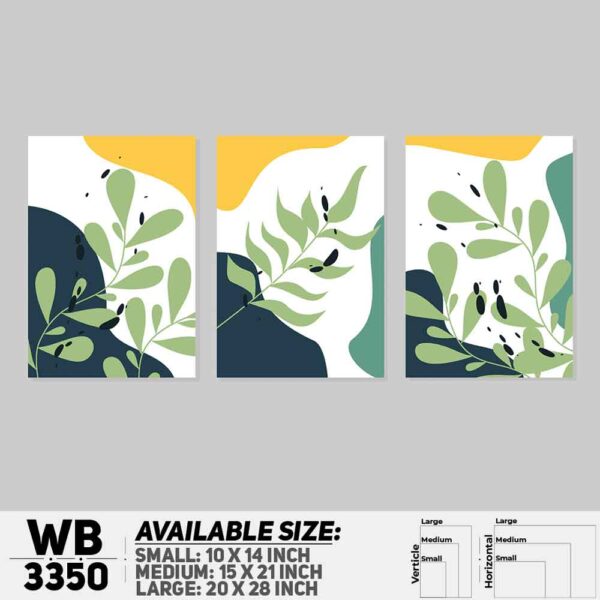 DDecorator Leaf ArtWork (Set of 3) Wall Decoration And Home Decoration PVC Wall Board And Wall Canvas - WB3350