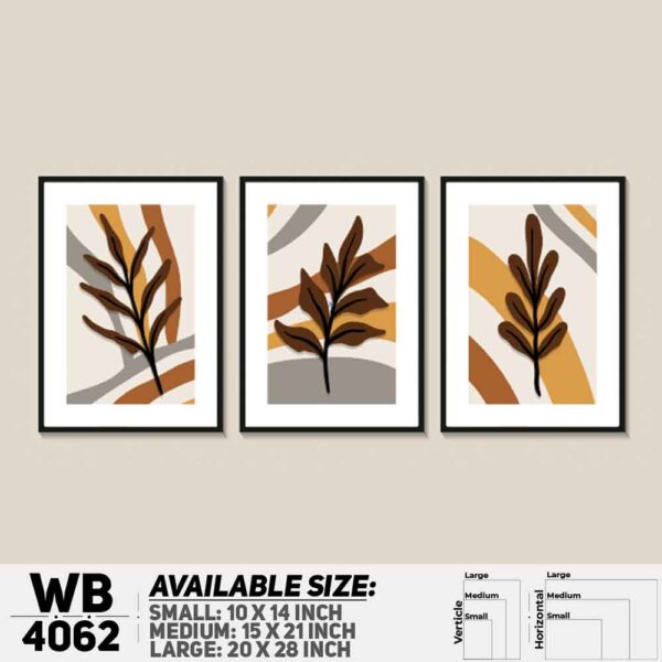 DDecorator Leaf With Abstract Art (Set of 3) Wall Decoration And Home Decoration PVC Wall Board And Wall Canvas - WB4062