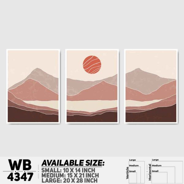 DDecorator Landscape & Horizon Design (Set of 3) Wall Decoration And Home Decoration PVC Wall Board And Wall Canvas - WB4347