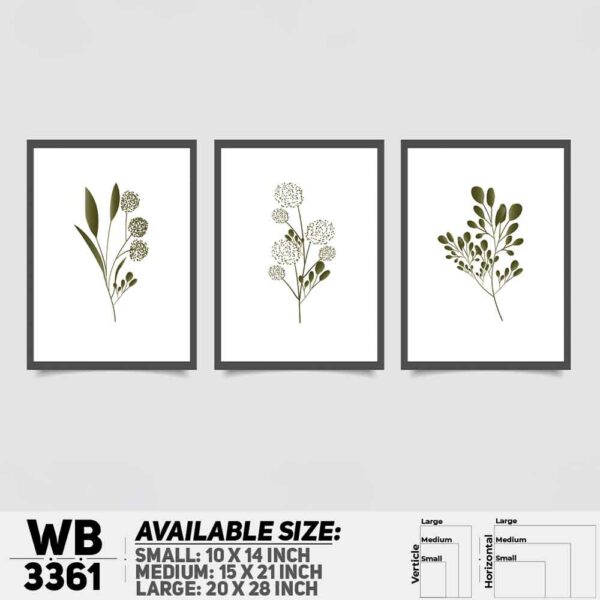 DDecorator Flower And Leaf ArtWork (Set of 3) Wall Decoration And Home Decoration PVC Wall Board And Wall Canvas - WB3361