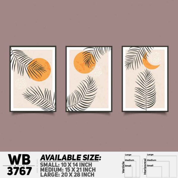 DDecorator Flower And Leaf ArtWork (Set of 3) Wall Decoration And Home Decoration PVC Wall Board And Wall Canvas - WB3767