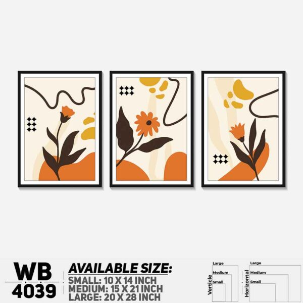 DDecorator Flower & Leaf Abstract Art (Set of 3) Wall Decoration And Home Decoration PVC Wall Board And Wall Canvas - WB4039