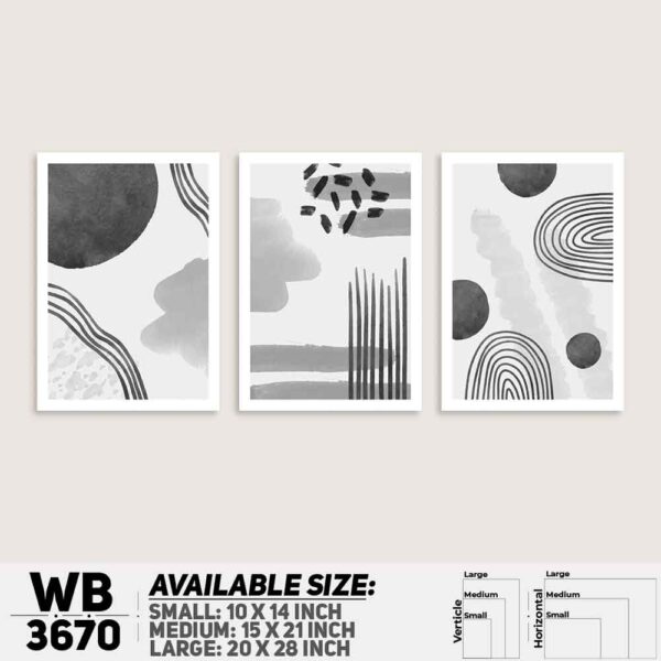 DDecorator Abstract ArtWork (Set of 3) Wall Decoration And Home Decoration PVC Wall Board And Wall Canvas - WB3670