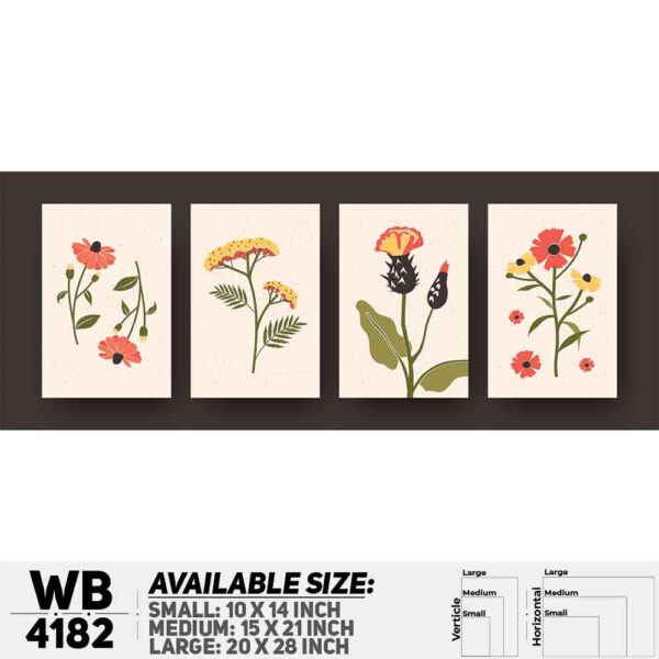DDecorator Flower & Leaf (Set of 4) Wall Decoration And Home Decoration PVC Wall Board And Wall Canvas - WB4182