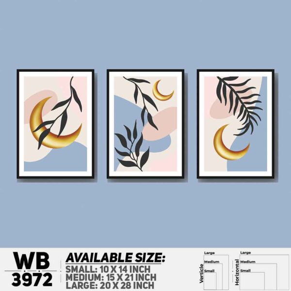 DDecorator Leaf Design Abstract Art (Set of 3) Wall Decoration And Home Decoration PVC Wall Board And Wall Canvas - WB3972