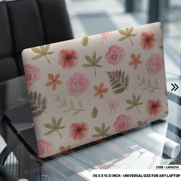Flower Pattern Floral Design Matte Finished Removable Waterproof Laptop Sticker & Laptop Skin (Including FREE Accessories) - LSKN2114 - DDecorator
