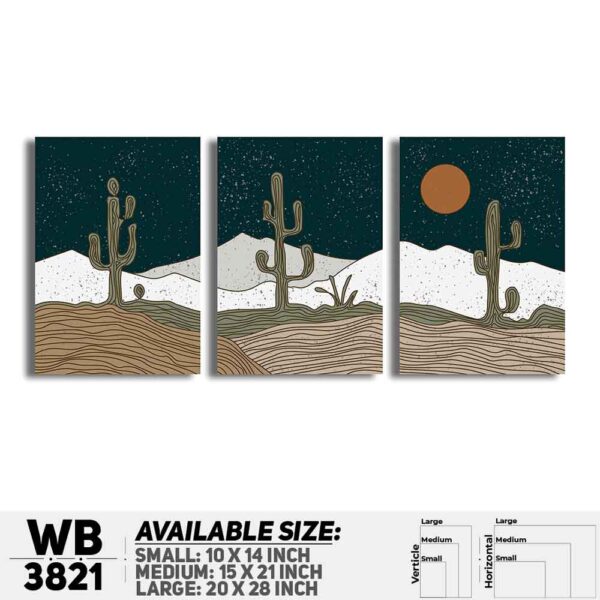 DDecorator Landscape Horizon Art (Set of 3) Wall Decoration And Home Decoration PVC Wall Board And Wall Canvas - WB3821