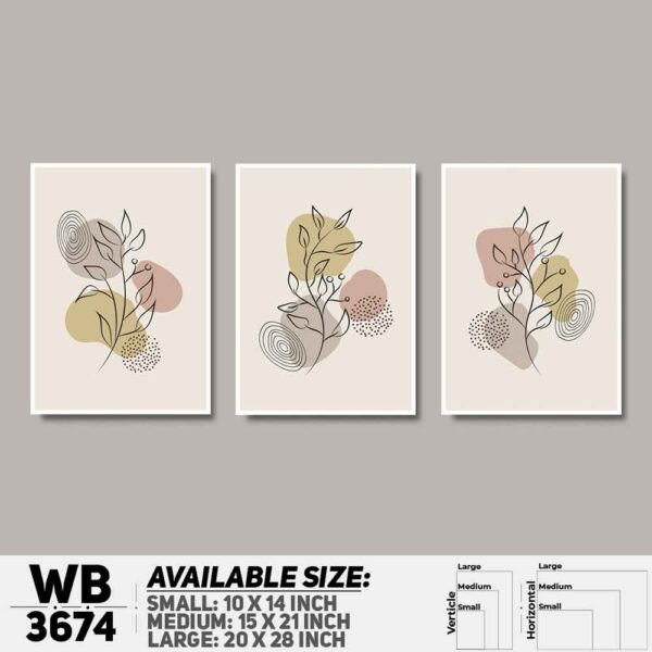 DDecorator Flower And Leaf ArtWork (Set of 3) Wall Decoration And Home Decoration PVC Wall Board And Wall Canvas - WB3674