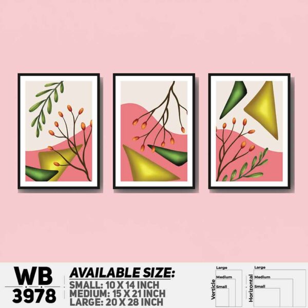 DDecorator Leaf Design Abstract Art (Set of 3) Wall Decoration And Home Decoration PVC Wall Board And Wall Canvas - WB3978