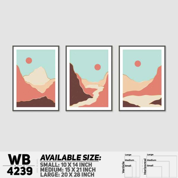 DDecorator Landscape & Horizon Design (Set of 3) Wall Decoration And Home Decoration PVC Wall Board And Wall Canvas - WB4239