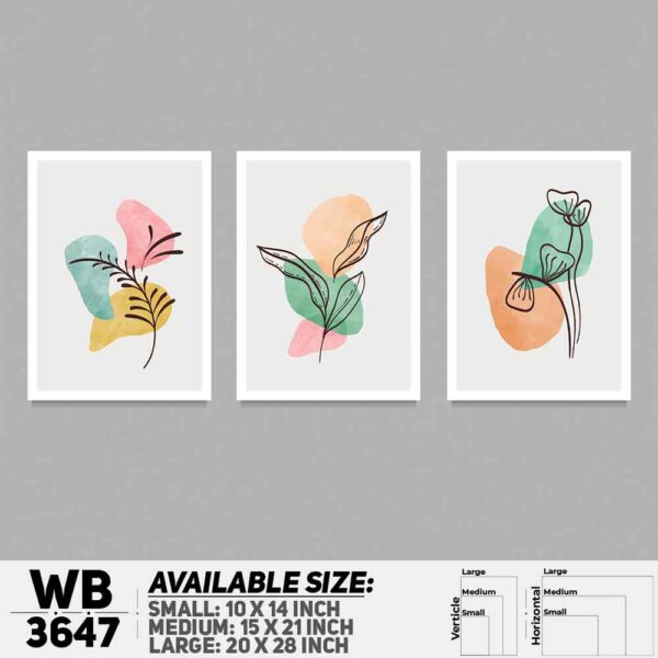 DDecorator Flower And Leaf ArtWork (Set of 3) Wall Decoration And Home Decoration PVC Wall Board And Wall Canvas - WB3647