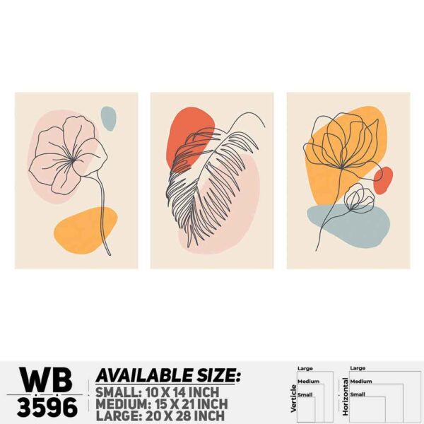 DDecorator Flower And Leaf ArtWork (Set of 3) Wall Decoration And Home Decoration PVC Wall Board And Wall Canvas - WB3596