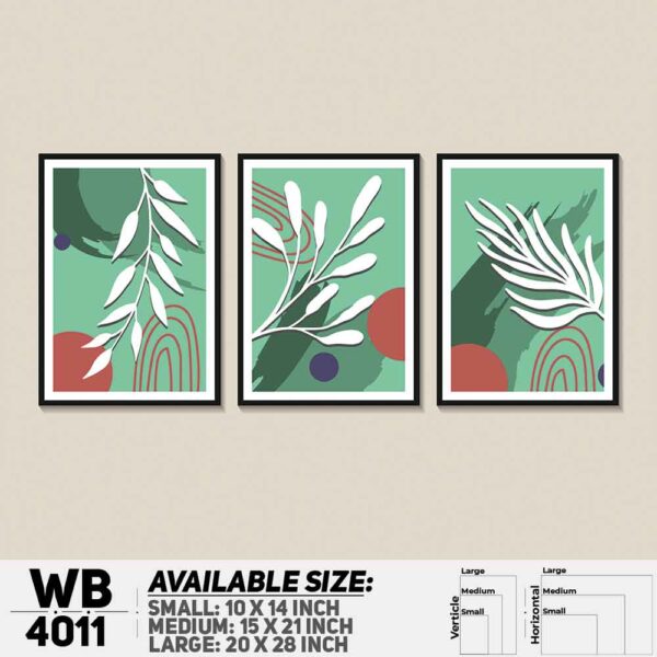 DDecorator Leaf With Abstract Art (Set of 3) Wall Decoration And Home Decoration PVC Wall Board And Wall Canvas - WB4011