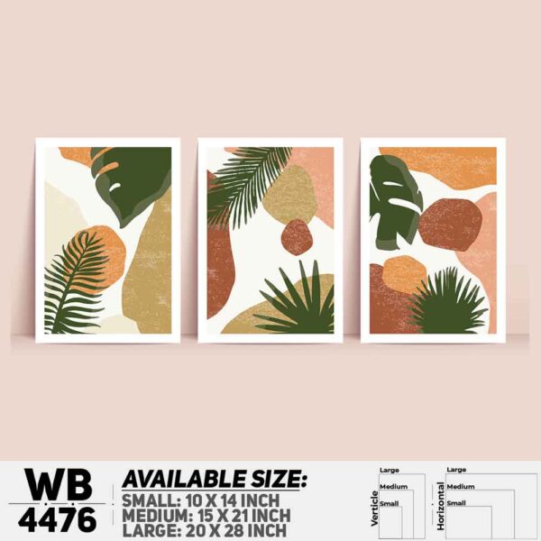 DDecorator Leaf With Abstract Art (Set of 3) Wall Decoration And Home Decoration PVC Wall Board And Wall Canvas - WB4476