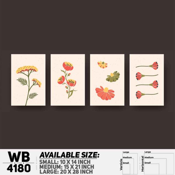 DDecorator Flower & Leaf (Set of 4) Wall Decoration And Home Decoration PVC Wall Board And Wall Canvas - WB4180