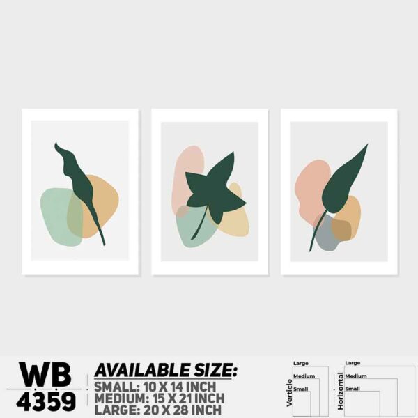 DDecorator Leaf With Abstract Art (Set of 3) Wall Decoration And Home Decoration PVC Wall Board And Wall Canvas - WB4359