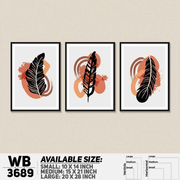 DDecorator Leaf ArtWork (Set of 3) Wall Decoration And Home Decoration PVC Wall Board And Wall Canvas - WB3689