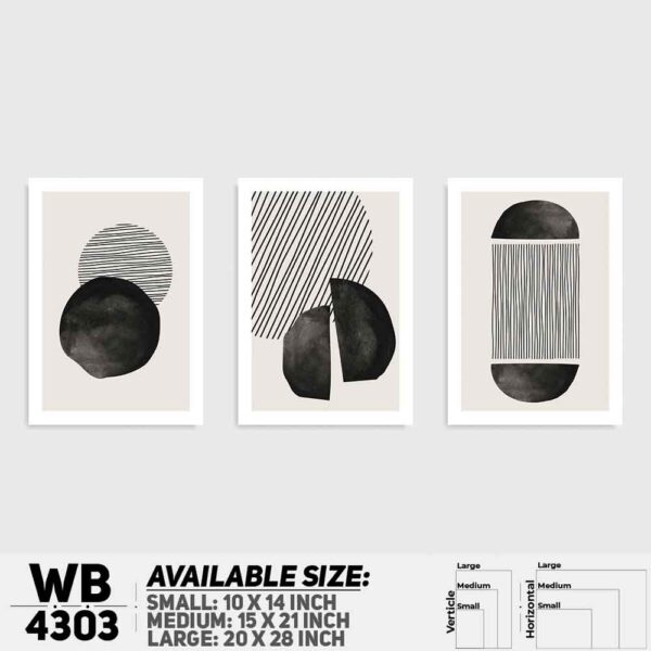 DDecorator Abstract Art (Set of 3) Wall Decoration And Home Decoration PVC Wall Board And Wall Canvas - WB4303