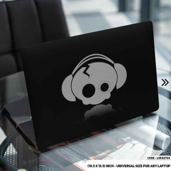 White Cartoon In a Black Background Matte Finished Removable Waterproof Laptop Sticker & Laptop Skin (Including FREE Accessories) - LSKN2709 - DDecorator