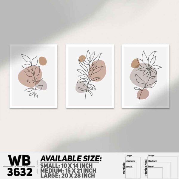 DDecorator Flower And Leaf ArtWork (Set of 3) Wall Decoration And Home Decoration PVC Wall Board And Wall Canvas - WB3632