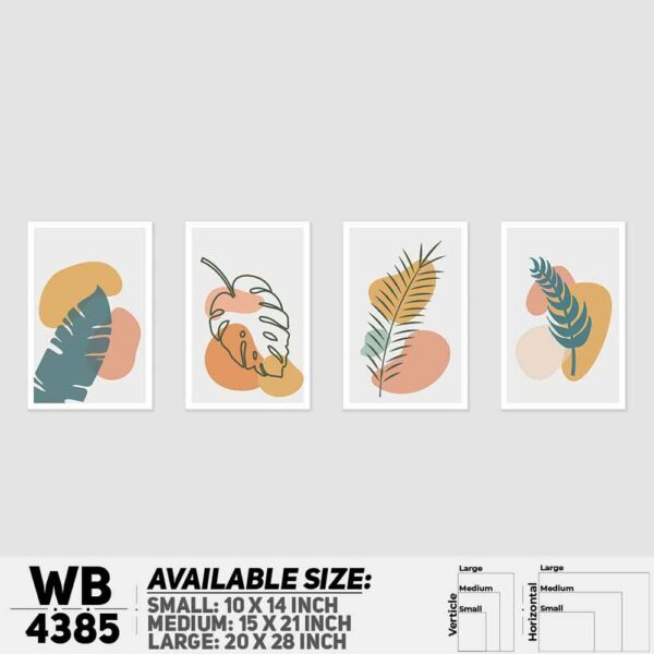 DDecorator Leaf With Abstract Art (Set of 4) Wall Decoration And Home Decoration PVC Wall Board And Wall Canvas - WB4385