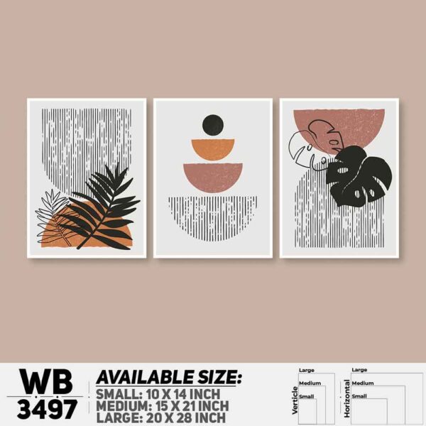 DDecorator Flower And Leaf ArtWork (Set of 3) Wall Decoration And Home Decoration PVC Wall Board And Wall Canvas - WB3497