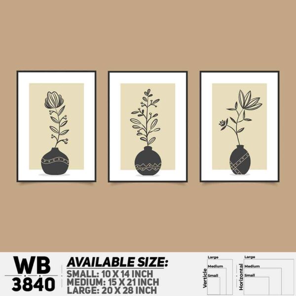 DDecorator Flower And Leaf ArtWork (Set of 3) Wall Decoration And Home Decoration PVC Wall Board And Wall Canvas - WB3840