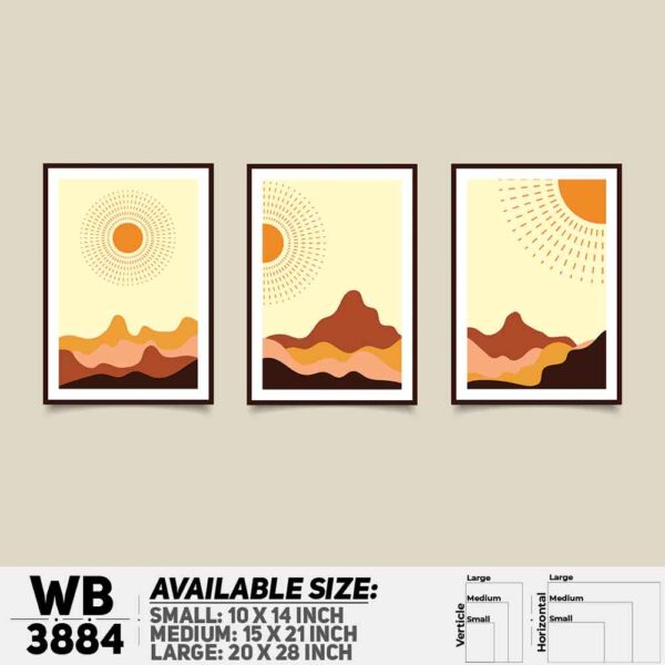 DDecorator Landscape Horizon Art (Set of 3) Wall Decoration And Home Decoration PVC Wall Board And Wall Canvas - WB3884