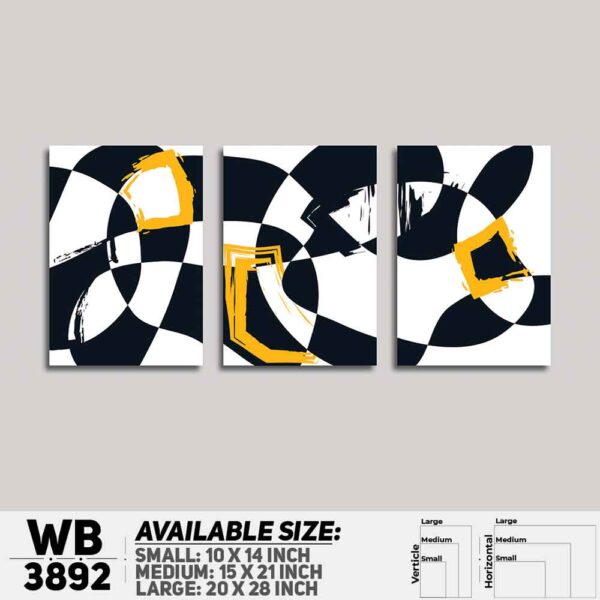 DDecorator Abstract ArtWork (Set of 3) Wall Decoration And Home Decoration PVC Wall Board And Wall Canvas - WB3892