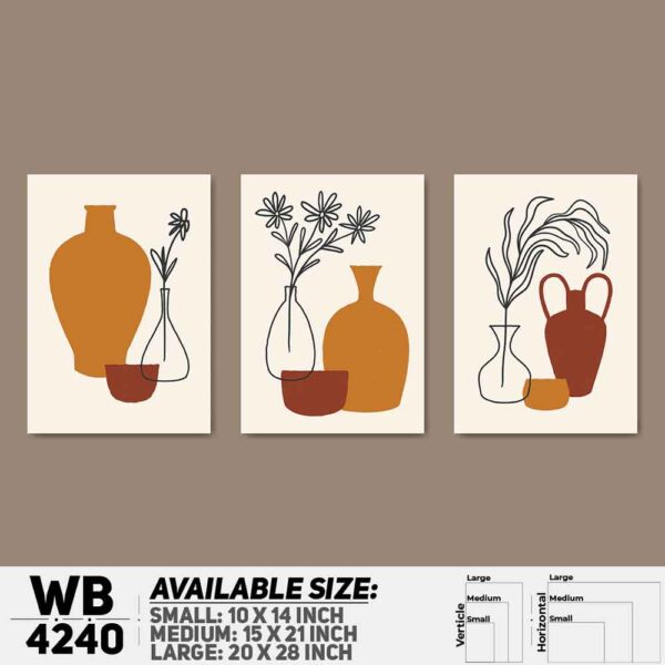 DDecorator Flower & Leaf With Vase (Set of 3) Wall Decoration And Home Decoration PVC Wall Board And Wall Canvas - WB4240