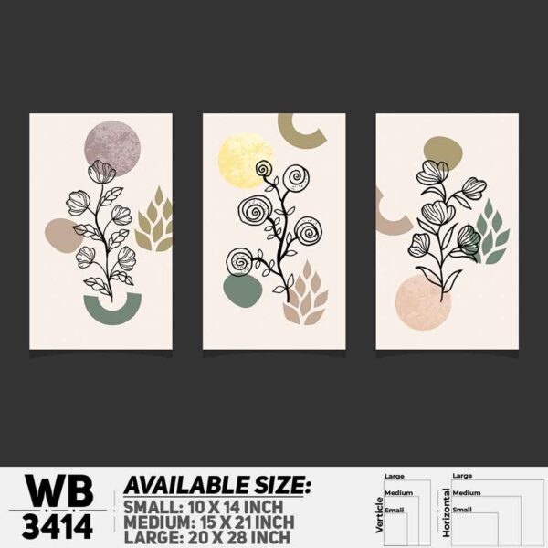 DDecorator Flower And Leaf ArtWork (Set of 3) Wall Decoration And Home Decoration PVC Wall Board And Wall Canvas - WB3414