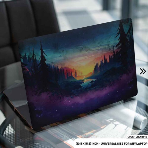Fantasy Mountain With Forest Illustration Matte Finished Removable Waterproof Laptop Sticker & Laptop Skin (Including FREE Accessories) - LSKN2546 - DDecorator