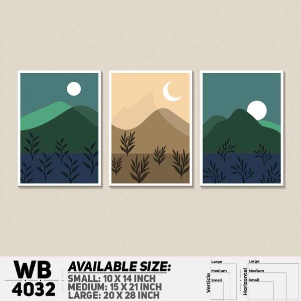 DDecorator Landscape & Horizon Design (Set of 3) Wall Decoration And Home Decoration PVC Wall Board And Wall Canvas - WB4032