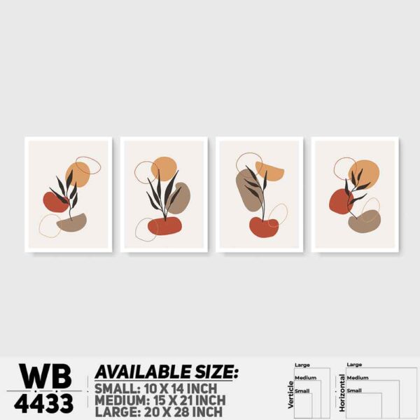 DDecorator Leaf With Abstract Art (Set of 4) Wall Decoration And Home Decoration PVC Wall Board And Wall Canvas - WB4433
