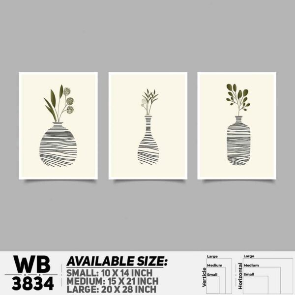 DDecorator Flower And Leaf ArtWork (Set of 3) Wall Decoration And Home Decoration PVC Wall Board And Wall Canvas - WB3834