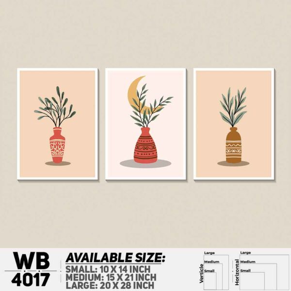 DDecorator Flower & Leaf With Vase (Set of 3) Wall Decoration And Home Decoration PVC Wall Board And Wall Canvas - WB4017