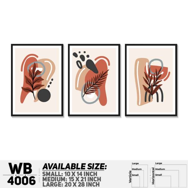 DDecorator Leaf With Abstract Art (Set of 3) Wall Decoration And Home Decoration PVC Wall Board And Wall Canvas - WB4006