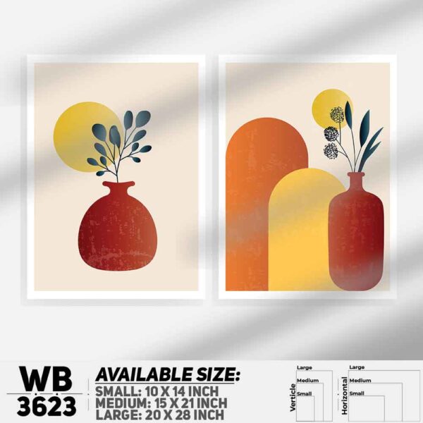 DDecorator Flower And Leaf ArtWork (Set of 2) Wall Decoration And Home Decoration PVC Wall Board And Wall Canvas - WB3623