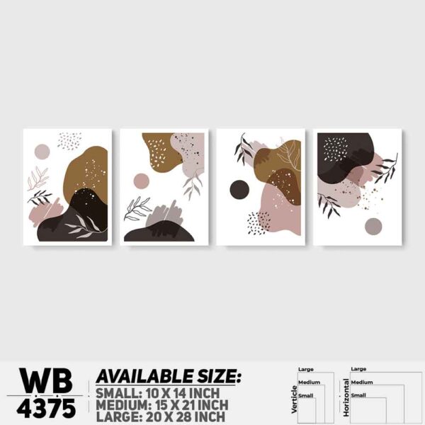 DDecorator Flower & Leaf Abstract Art (Set of 4) Wall Decoration And Home Decoration PVC Wall Board And Wall Canvas - WB4375