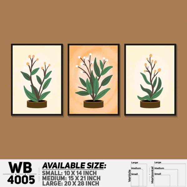 DDecorator Flower & Leaf Abstract Art (Set of 3) Wall Decoration And Home Decoration PVC Wall Board And Wall Canvas - WB4005