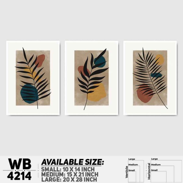 DDecorator Leaf With Abstract Art (Set of 3) Wall Decoration And Home Decoration PVC Wall Board And Wall Canvas - WB4214