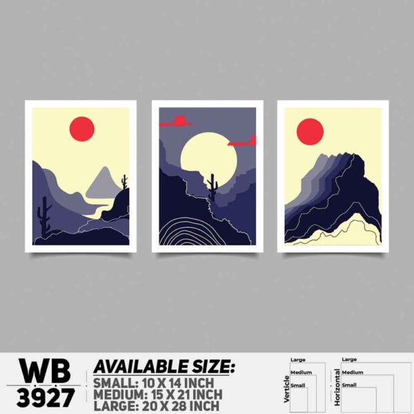 DDecorator Landscape Horizon Art (Set of 3) Wall Decoration And Home Decoration PVC Wall Board And Wall Canvas - WB3927