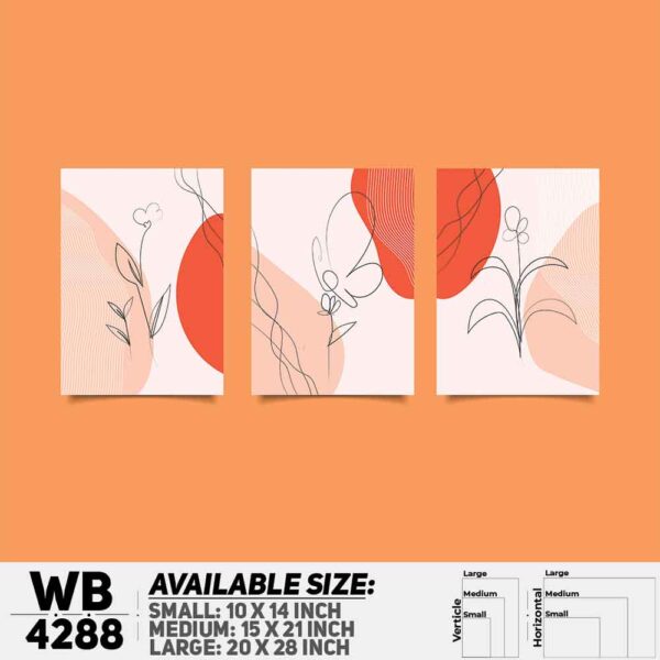 DDecorator Flower & Leaf Abstract Art (Set of 3) Wall Decoration And Home Decoration PVC Wall Board And Wall Canvas - WB4288