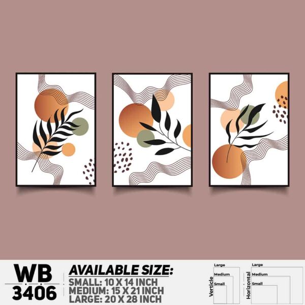 DDecorator Flower And Leaf ArtWork (Set of 3) Wall Decoration And Home Decoration PVC Wall Board And Wall Canvas - WB3406