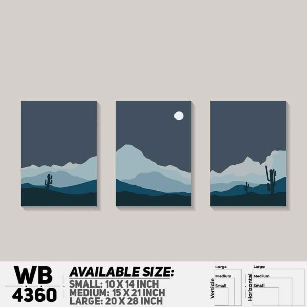 DDecorator Landscape & Horizon Design (Set of 3) Wall Decoration And Home Decoration PVC Wall Board And Wall Canvas - WB4360