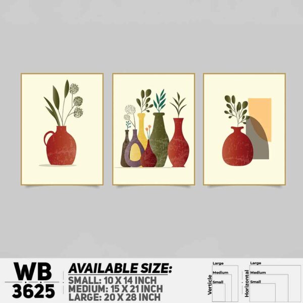 DDecorator Flower And Leaf ArtWork (Set of 3) Wall Decoration And Home Decoration PVC Wall Board And Wall Canvas - WB3625