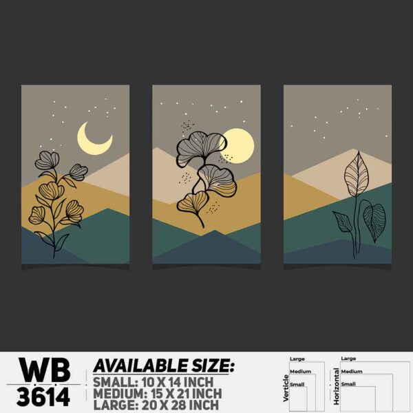 DDecorator Flower And Leaf ArtWork (Set of 3) Wall Decoration And Home Decoration PVC Wall Board And Wall Canvas - WB3614
