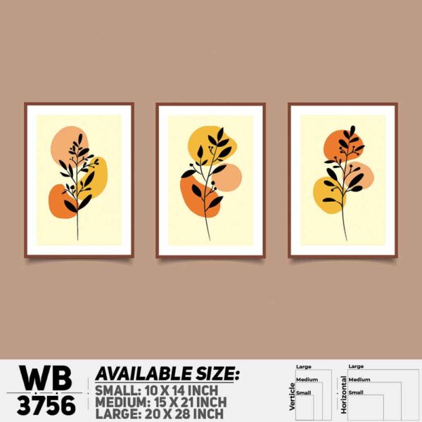 DDecorator Flower And Leaf ArtWork (Set of 3) Wall Decoration And Home Decoration PVC Wall Board And Wall Canvas - WB3756