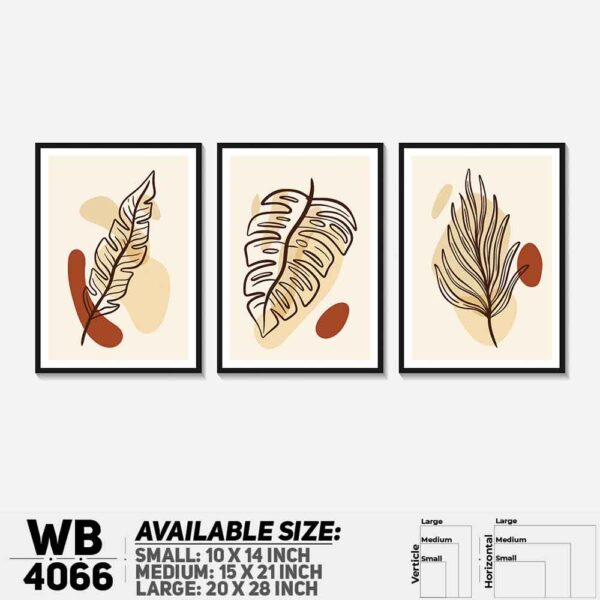 DDecorator Leaf With Abstract Art (Set of 3) Wall Decoration And Home Decoration PVC Wall Board And Wall Canvas - WB4066